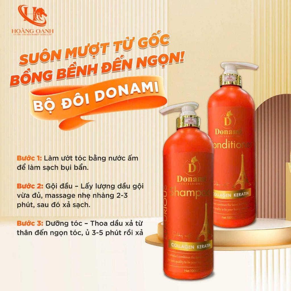 Bộ Dầu Gội Xả Donami 1000ml - Phục Hồi Hư Tổn, Ngăn Gãy Rụng, Kích Mọc Tóc