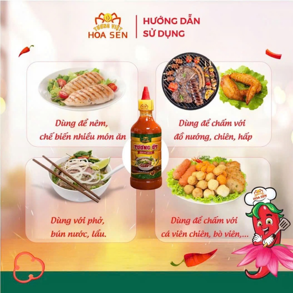 Tương Ớt Chai 475g - Tương Việt Hoa Sen - Đậm đà bắt vị