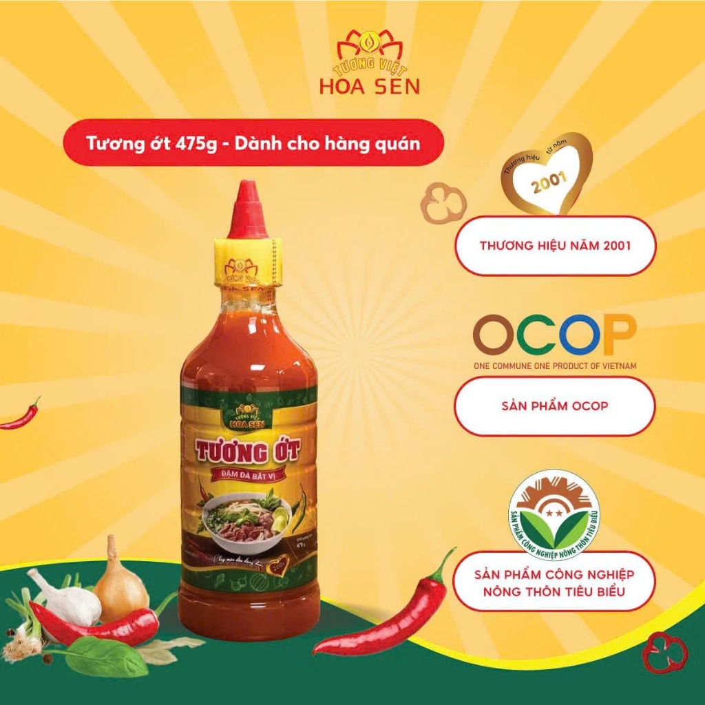 Tương Ớt Chai 475g - Tương Việt Hoa Sen - Đậm đà bắt vị