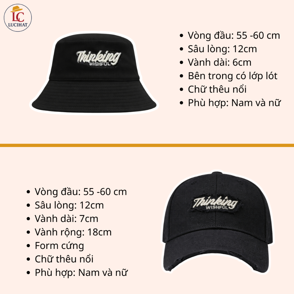 COMBO 2 Mũ lưỡi trai bucket couple cặp đôi Thinking, nón đội đôi chất vải kaki cao cấp thời trang nam nữ unisex