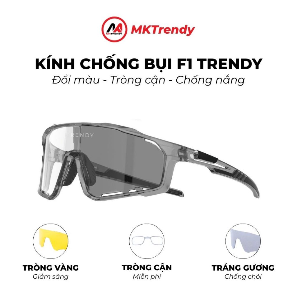 Kính râm đổi màu MKTRENDY kính chống bụi đi đường bảo vệ mắt chống tia UV kính cận chơi thể thao chạy bộ ngoài trời F1