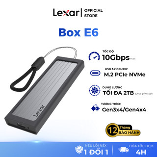Box SSD Lexar E6 hỗ trợ ổ cứng M.2 Nvme USB 3.2 Gen 2, Tốc độ cao 10Gbps, Bảo hành 12 tháng