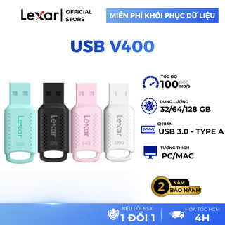 USB Lexar JumpDrive V400 32GB/ 64GB/ 128GB, Chuẩn 3.0, Tốc độ đọc 100Mb/s, Chính hãng bảo hành 2 năm