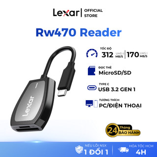 Đầu đọc thẻ nhớ 2 khe cắm Lexar RW470 Dual-Slot SD/ MicroSD USB 3.2 Type-C, tốc độ 312Mb/s, BH 2 năm
