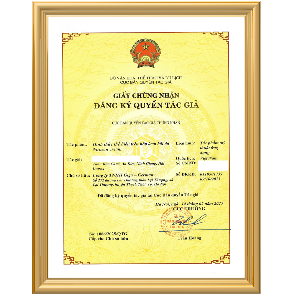 Nirozan cream bôi nấm ngoài da, lang ben tuýp 10g GIGA GERMANY | BigBuy360 - bigbuy360.vn