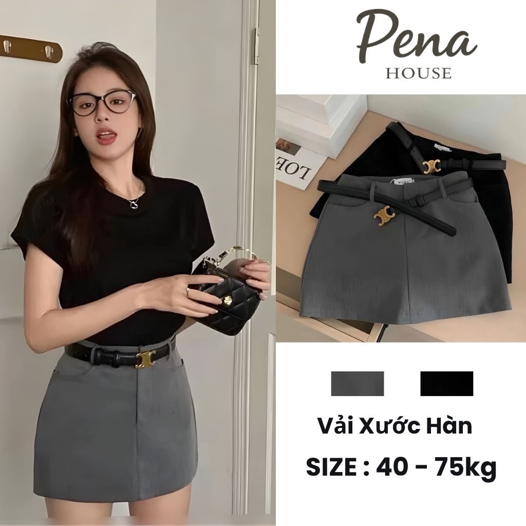 Chân Váy Ngắn Dáng Chữ A chất liệu xước hàn dày đẹp đứng form váy