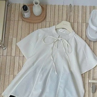 Áo sơ mi nữ cổ trụ dây rút dáng rộng dễ phối đồ dành cho nữ mặc hằng ngày