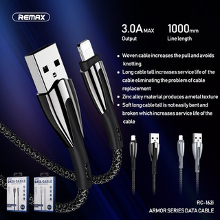 Cáp sạc Remax RC-162i Armor Series cổng USB to Laining max 3A - cáp bọc dù dài 1m đầu cắm hợp kim
