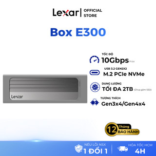 Box SSD Lexar E300 M.2 Nvme Enclosure hỗ trợ USB 3.2 Gen 2, Tốc độ cao 10Gbps, Bảo hành chính hãng 12 tháng