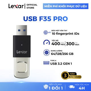 USB bảo mật vân tay Lexar F35 Pro Chuẩn 3.2 64GB/ 128GB, Tốc độ 400Mb/s cho PC/ Mac, BH 3 năm