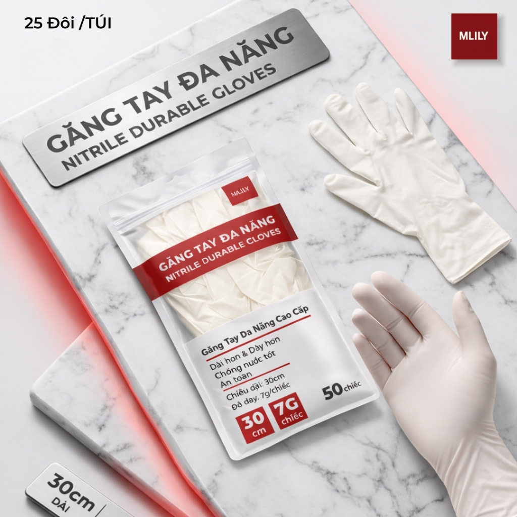 Găng Tay Cao Su MLILY  Không Bột Trong Suốt, Dùng Trong Y Tế, Spa, Thẩm Mỹ, Chế Biến Thực Phẩm
