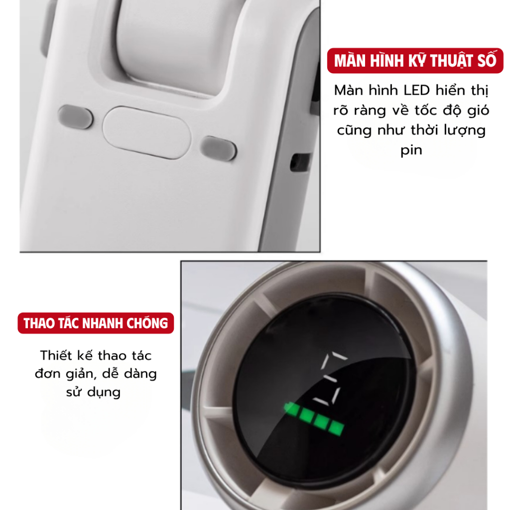 Quạt Cầm Tay Mini Cao Cấp 5 Tốc Độ, Pin 4000mAh, Gập Gọn 3in1, Gió Mạnh Làm Mát Nhanh  [Q3]