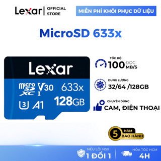 Thẻ nhớ chuyên dụng cho Camera MicroSD Lexar 633x 32GB/64GB/128GB 100MB/s - Bảo hành 5 năm 1 đổi 1