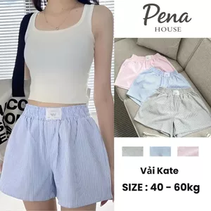 Quần đùi nữ kate kẻ sọc dáng trơn mặc đi ngủ siêu Hot_456