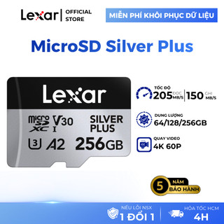 Thẻ nhớ microSD Lexar Silver Plus 128GB/ 256GB/ 512GB U3 A2 cao cấp, tốc độ đọc 205Mb/s, BH 5 năm