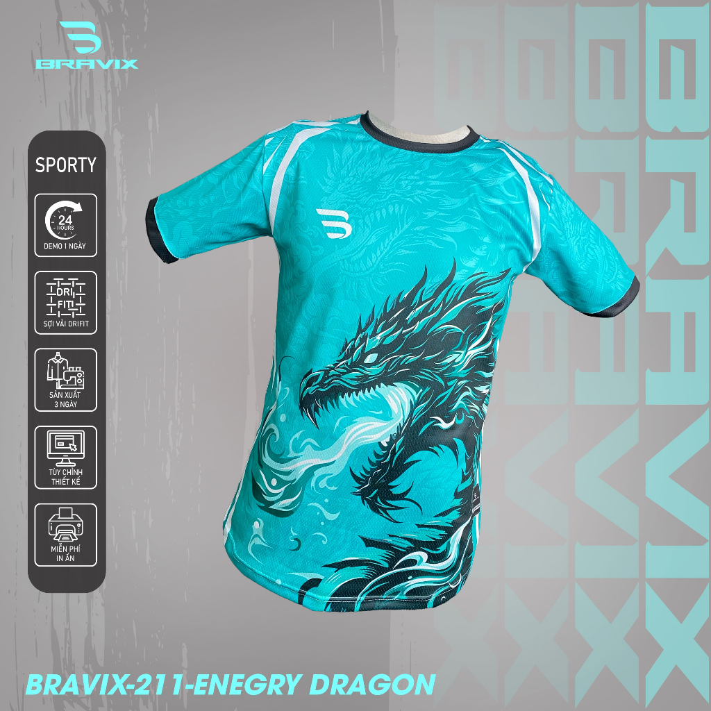 Bravix Bộ Quần Áo Bóng Đá Concept Energy Dragon Vải MÈ CARO DRIFIT Cao Cấp Thấm Hút Mồ Hôi Tốt Size S-2XL BRAVIX