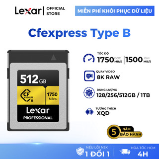 Thẻ nhớ CFexpress Type B Lexar Gold 128GB/ 256GB/ 512GB/ 1TB, quay video RAW 8K, tốc độ đọc 1750Mb/s, BH 5 năm