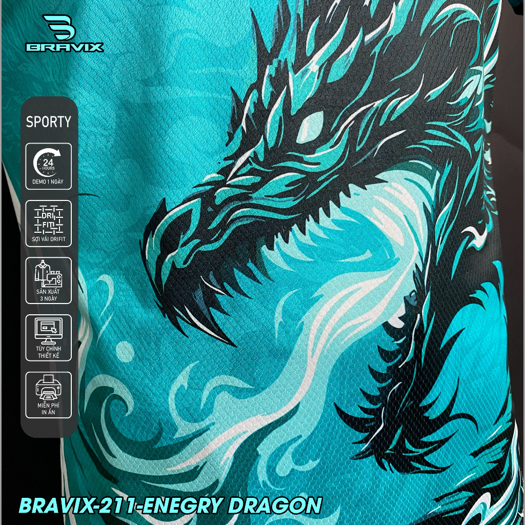 Bravix Bộ Quần Áo Bóng Đá Concept Energy Dragon Vải MÈ CARO DRIFIT Cao Cấp Thấm Hút Mồ Hôi Tốt Size S-2XL BRAVIX