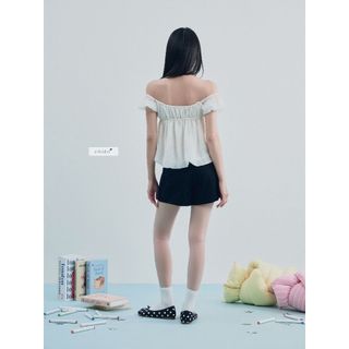 𝐋𝐨𝐯𝐞𝐲 𝐓𝐨𝐩 - Áo babydoll nữ, áo kiểu cổ vuông dáng bí phồng màu trắng nhien.offical NAS00052