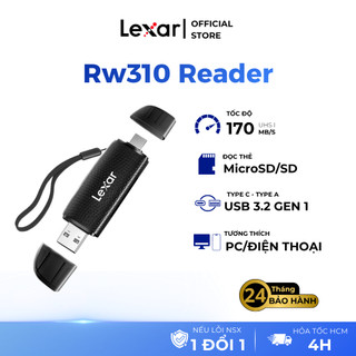 Đầu đọc thẻ nhớ Lexar RW310 2 khe thẻ SD/ MicroSD USB 3.2 Type-C và Type-A, tốc độ đọc 170Mb/s, chính hãng BH 12 tháng
