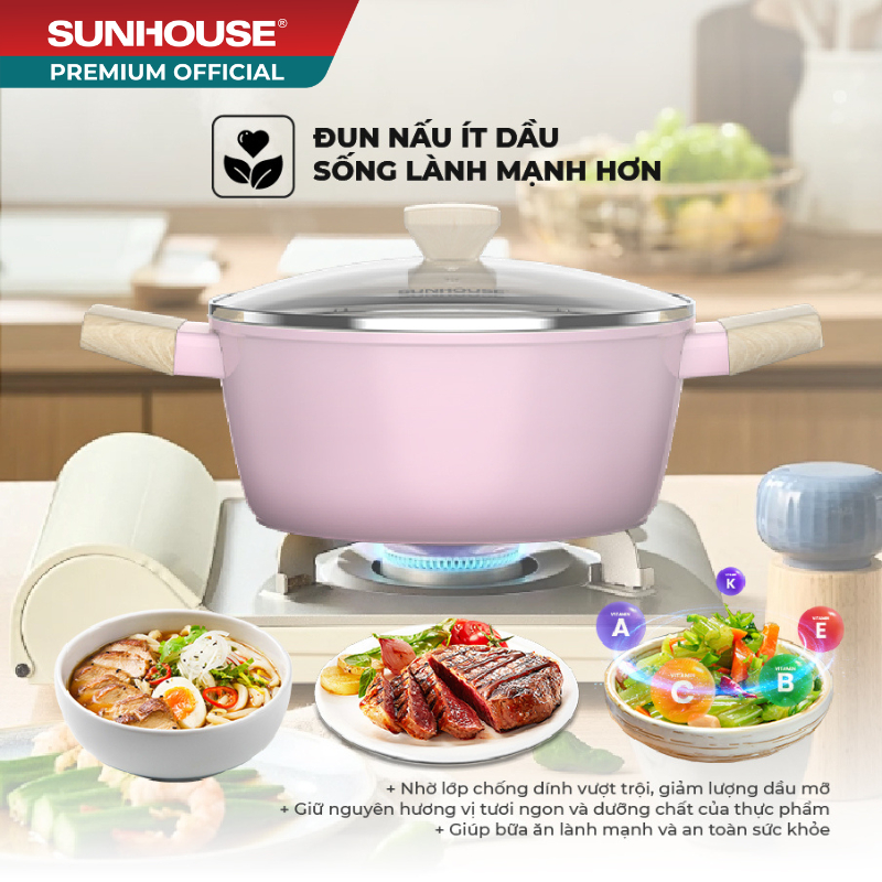 Bộ nồi phủ sứ Nano đáy từ Sunhouse Healthy SHG7979MPx