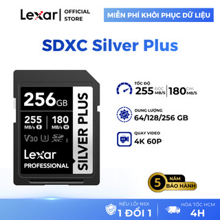 Thẻ nhớ SDXC Lexar Professional Silver Plus UHS-I U3 V30 64GB/ 128GB/ 256GB, Tốc độ 205MB/s