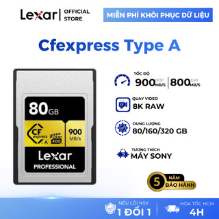 Thẻ nhớ CFexpress Type A 80GB/ 160GB/ 320GB Lexar cho máy ảnh/ máy quay, video 8K, tốc độ 900MB/s