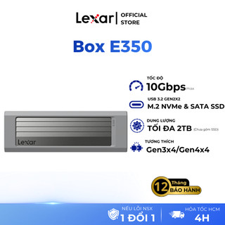 Box SSD Lexar E350 M.2 Nvme/ Sata SSD Enclosure hỗ trợ USB 3.2 Gen 2, Tốc độ cao 10Gbps, Bảo hành chính hãng 12 tháng
