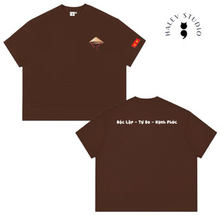 [FORM BOXY] Áo thun yêu nước Halev Brand in nón lá 3D chất Cotton Premium nam nữ 260gsm