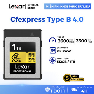 Thẻ nhớ CFexpress Type B 4.0 Lexar Gold 512GB/ 1TB, quay video RAW 8K, tốc độ đọc 3600Mb/s, BH 5 năm