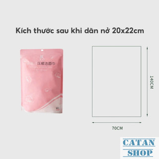 Khăn Rửa Mặt Cotton Dạng Viên Nén Mang Du Lịch, Khăn Giấy Nén Viên Kẹo Hồng Túi 100 Viên, 50 Viên