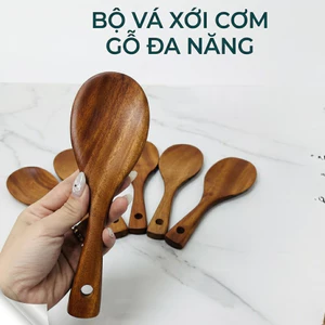 COMBO 3 CÁI Muôi Vá xới cơm , múc canh bằng gỗ được làm từ gỗ xà cừ nguyên khối