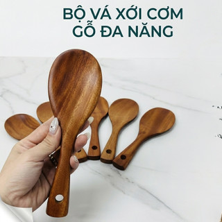 COMBO 3 CÁI Muôi Vá xới cơm , múc canh bằng gỗ được làm từ gỗ xà cừ nguyên khối