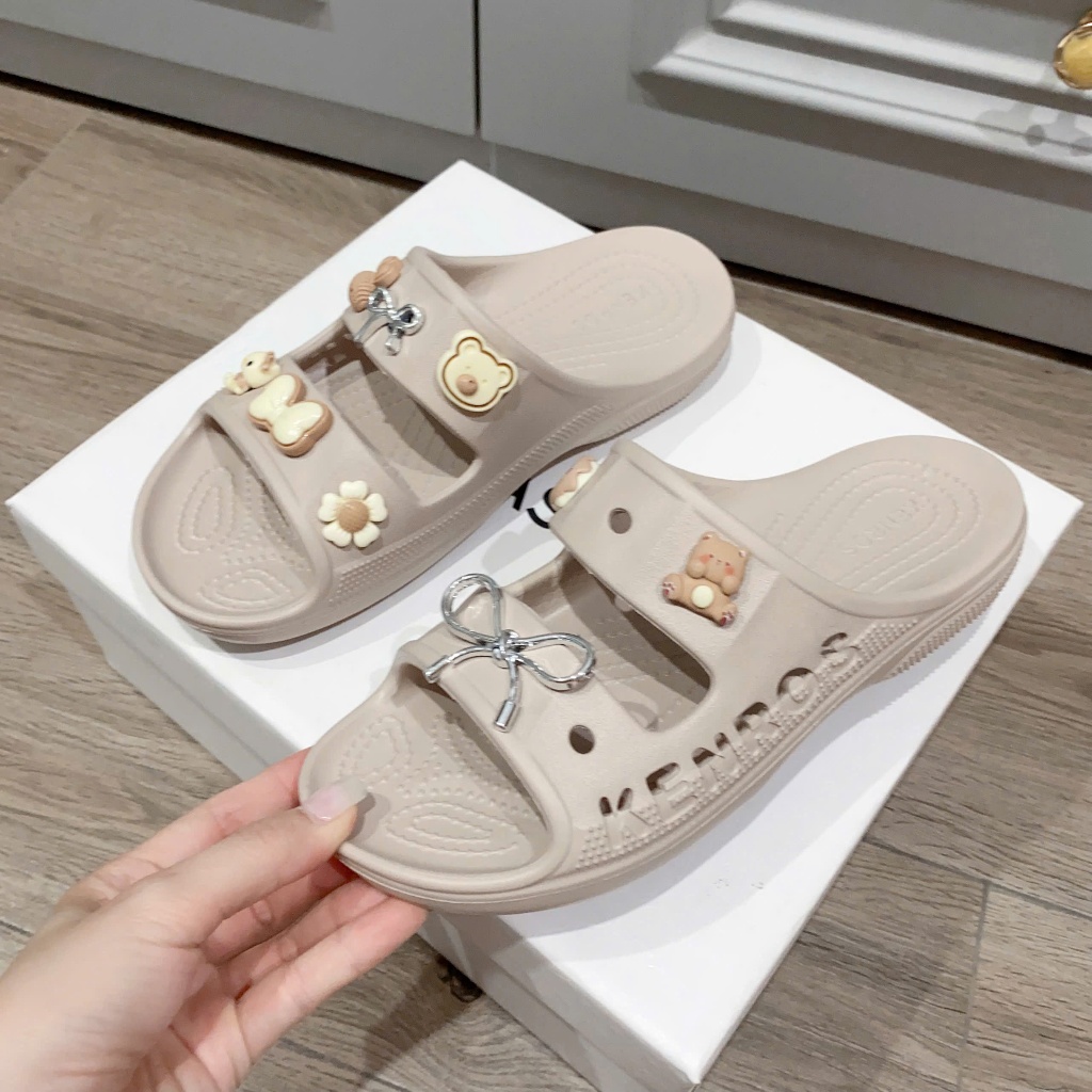 ( Tặng Charm Ngẫu Nhiên ) Dép Kenros Nữ Đế Cao 4cm, Chất Liệu Mềm Êm, Chống Trơn Trượt, Thiết Kế Đa Dạng Màu Sắc, Size