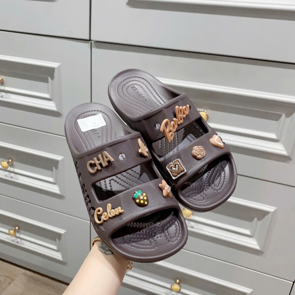 ( Tặng Charm Ngẫu Nhiên ) Dép Kenros Nữ Đế Cao 4cm, Chất Liệu Mềm Êm, Chống Trơn Trượt, Thiết Kế Đa Dạng Màu Sắc, Size