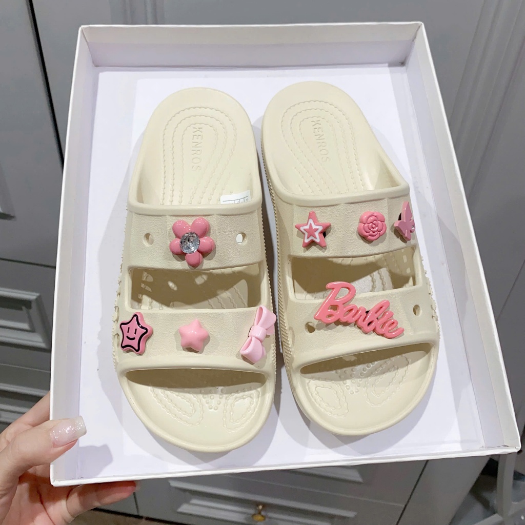 ( Tặng Charm Ngẫu Nhiên ) Dép Kenros Nữ Đế Cao 4cm, Chất Liệu Mềm Êm, Chống Trơn Trượt, Thiết Kế Đa Dạng Màu Sắc, Size