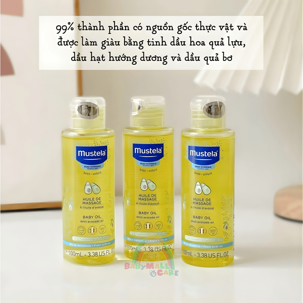 Dầu Massage Mustela Baby Oil 100ml Dưỡng Ẩm Làm Mềm Da Cho Bé | Babymall & Care