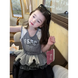 CANDI MIMI Áo sát nách gấu voan bạc nhiều tầng - NL6437