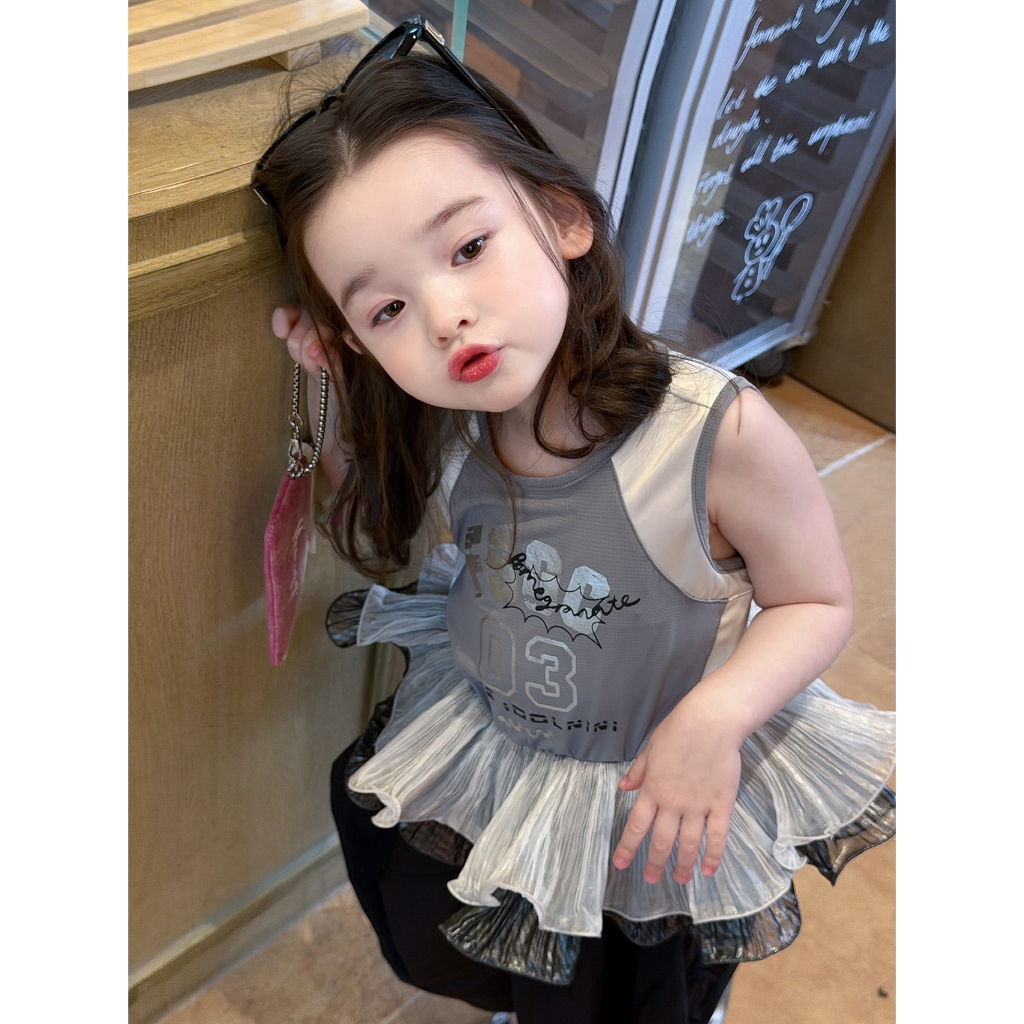 CANDI MIMI Áo sát nách gấu voan bạc nhiều tầng - NL6437