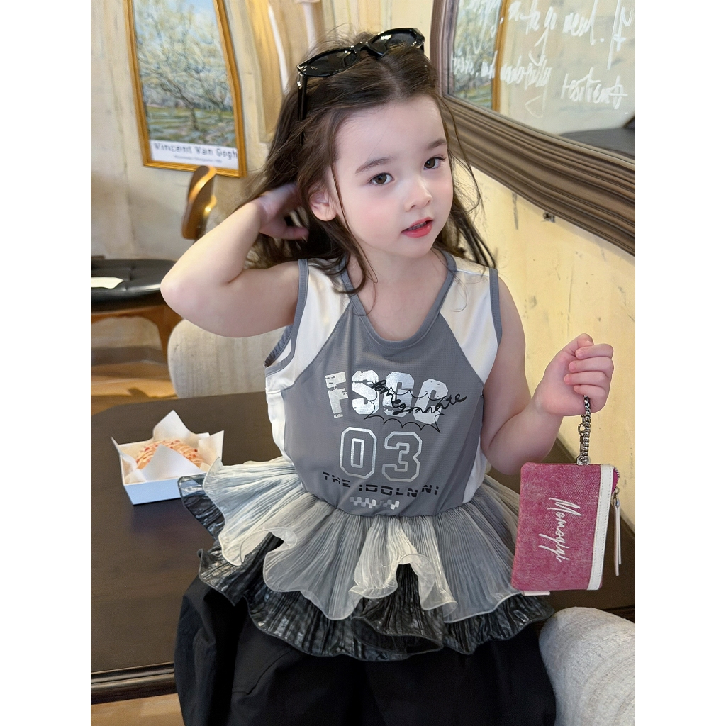 CANDI MIMI Áo sát nách gấu voan bạc nhiều tầng - NL6437