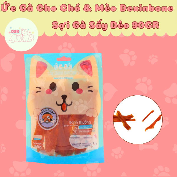 Bánh Thưởng Cho Gà Sấy Cho Chó Mèo DEXINBONE - Ức Gà Dinh Dưỡng Sấy Dẻo 90gr