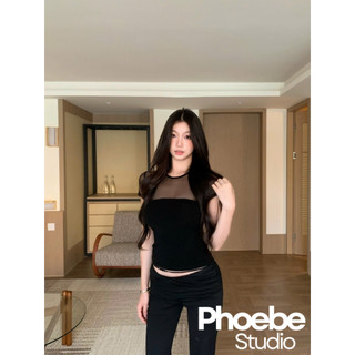 Áo Thun Cổ Tròn Phối Lưới - Phoebe Studio [AO00294]