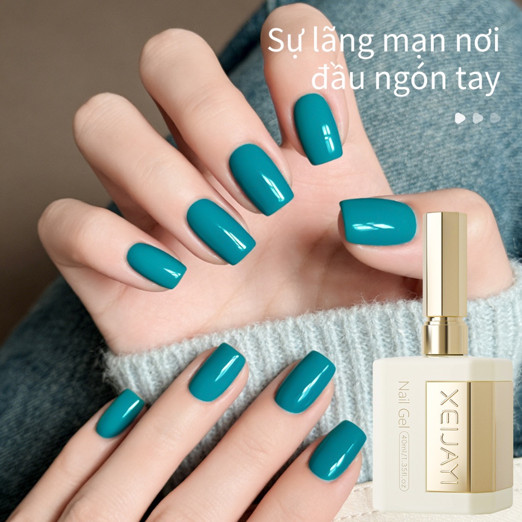 XEIJAYI 40ml - Deep lake blue-green gel nail polish, bền màu, thích hợp để tự làm tại nhà và sử dụng hàng ngày.