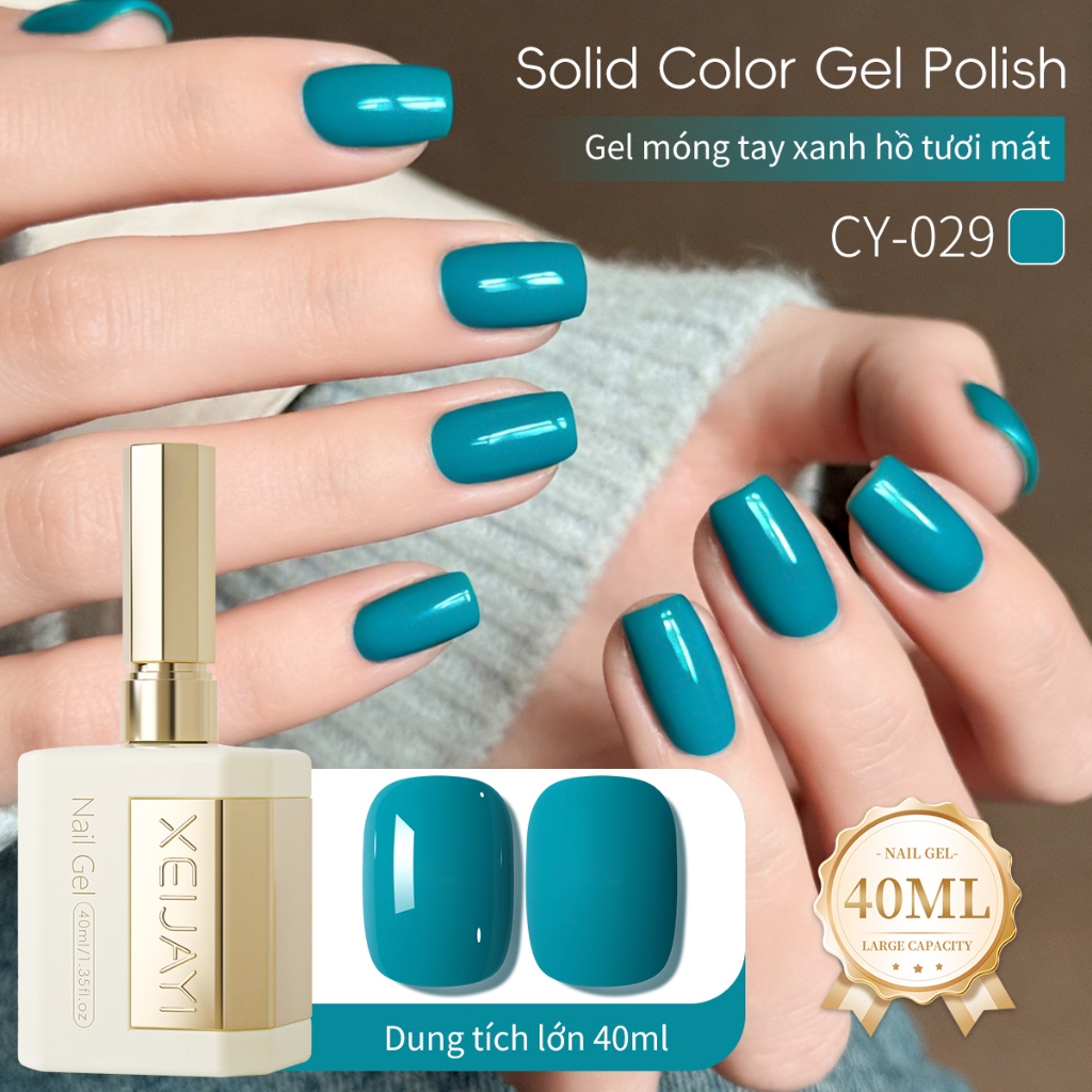 XEIJAYI 40ml - Deep lake blue-green gel nail polish, bền màu, thích hợp để tự làm tại nhà và sử dụng hàng ngày.