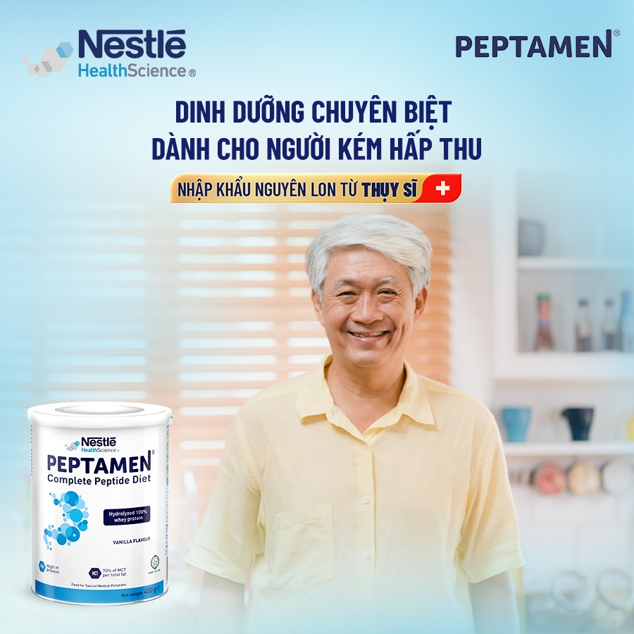 Bộ 3 Sữa Bột NESTLÉ PEPTAMEN Thụy Sĩ Hỗ Trợ Người Kém Hấp Thu,Giảm Chức Năng Tiêu Hóa 400G