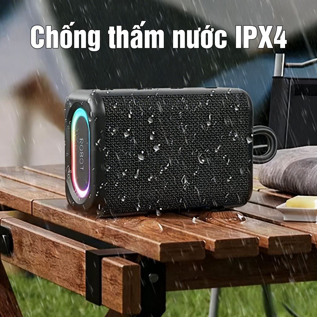 Loa mini ROBOT RB180 nhỏ gọn có đèn RGB, chống nước IPX4, pin trâu