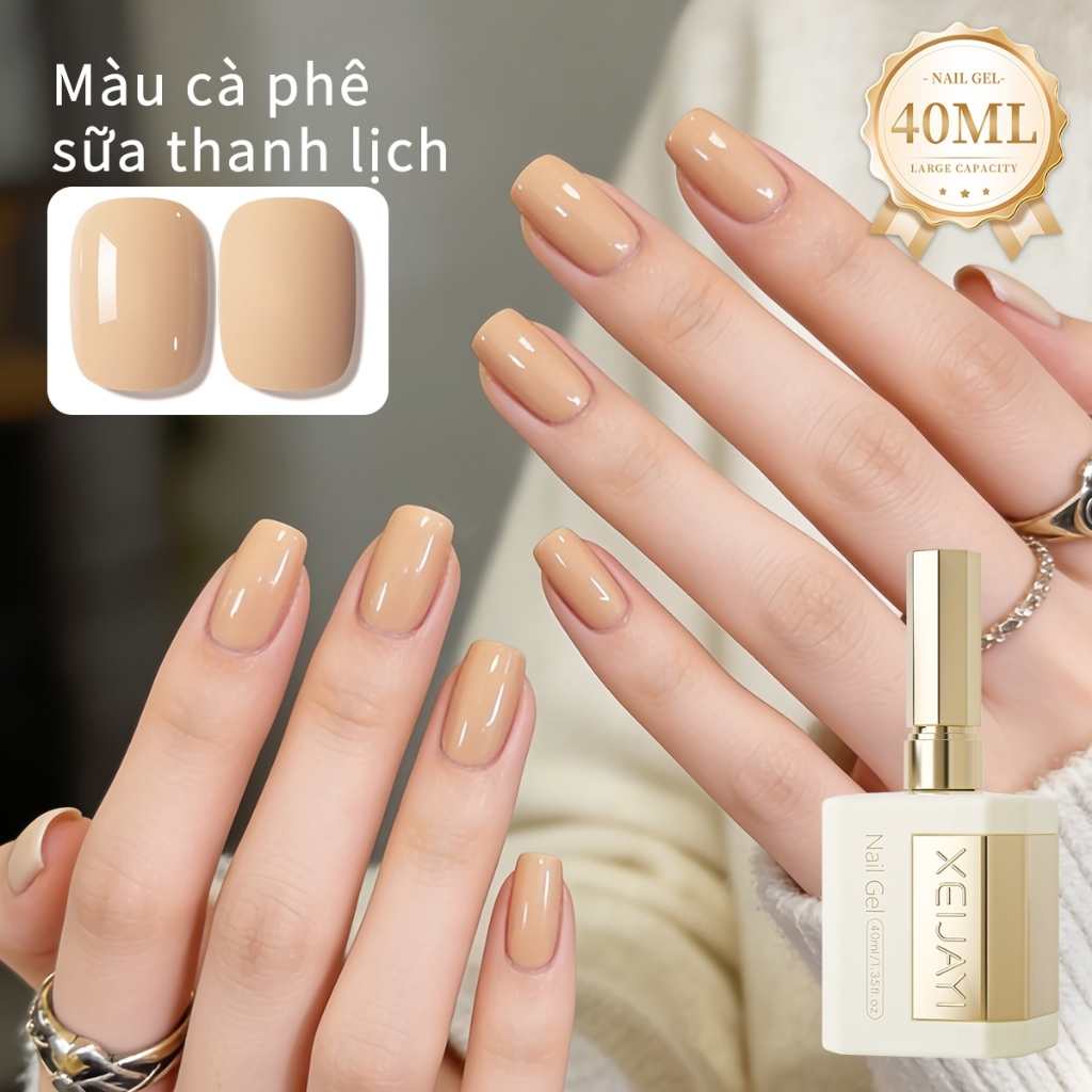 XEIJAYI 40ml - Sơn móng tay dạng gel màu nude yến mạch mới, bền màu và thích hợp sử dụng tại salon.