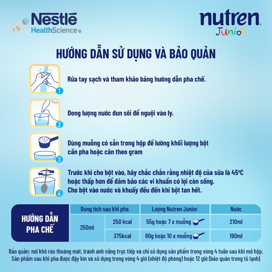 Bộ 2 Sữa Bột NESTLÉ NUTREN JUNIOR Thụy Sĩ Với Công Thức BIG Hỗ Trợ Tăng Trưởng Cho Bé 800G+Lốc 4 hộp sữa pha sẵn 180ML