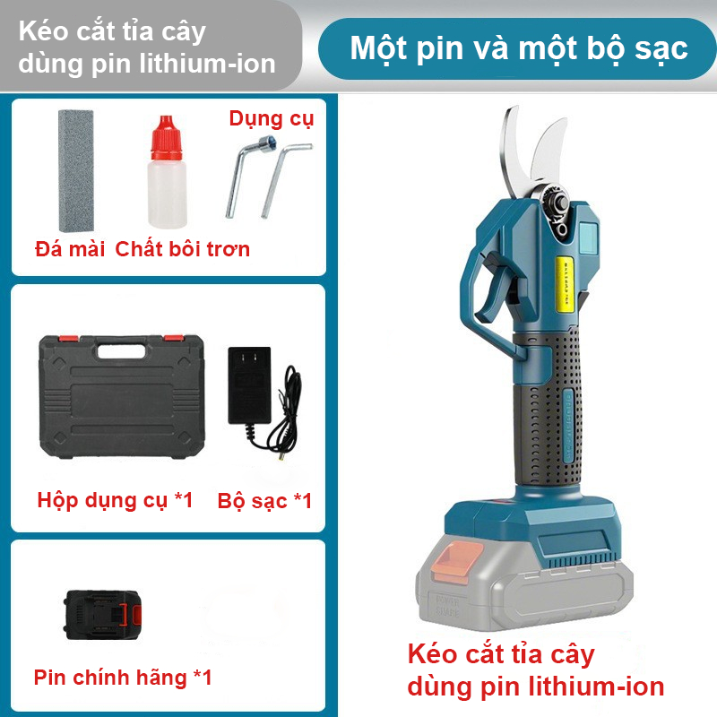 Cưa cành cây trên cao 3m dùng pin - Kéo cắt cành cây trên cao dài 3 mét