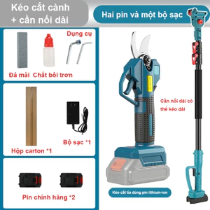 Cưa cành cây trên cao 3m dùng pin - Kéo cắt cành cây trên cao dài 3 mét